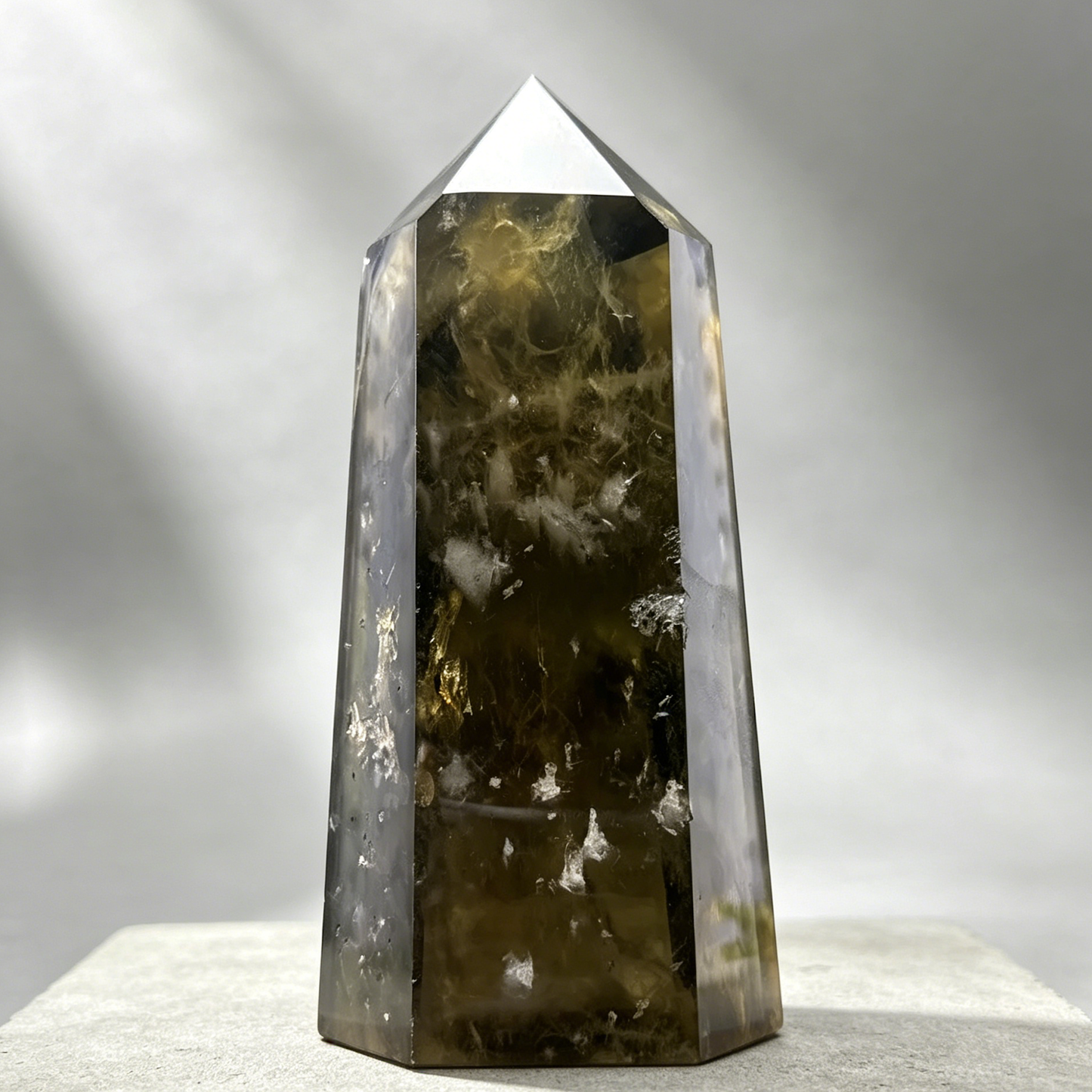 Executive Shield | Premium Smoky Quartz Point (Tea Crystal)