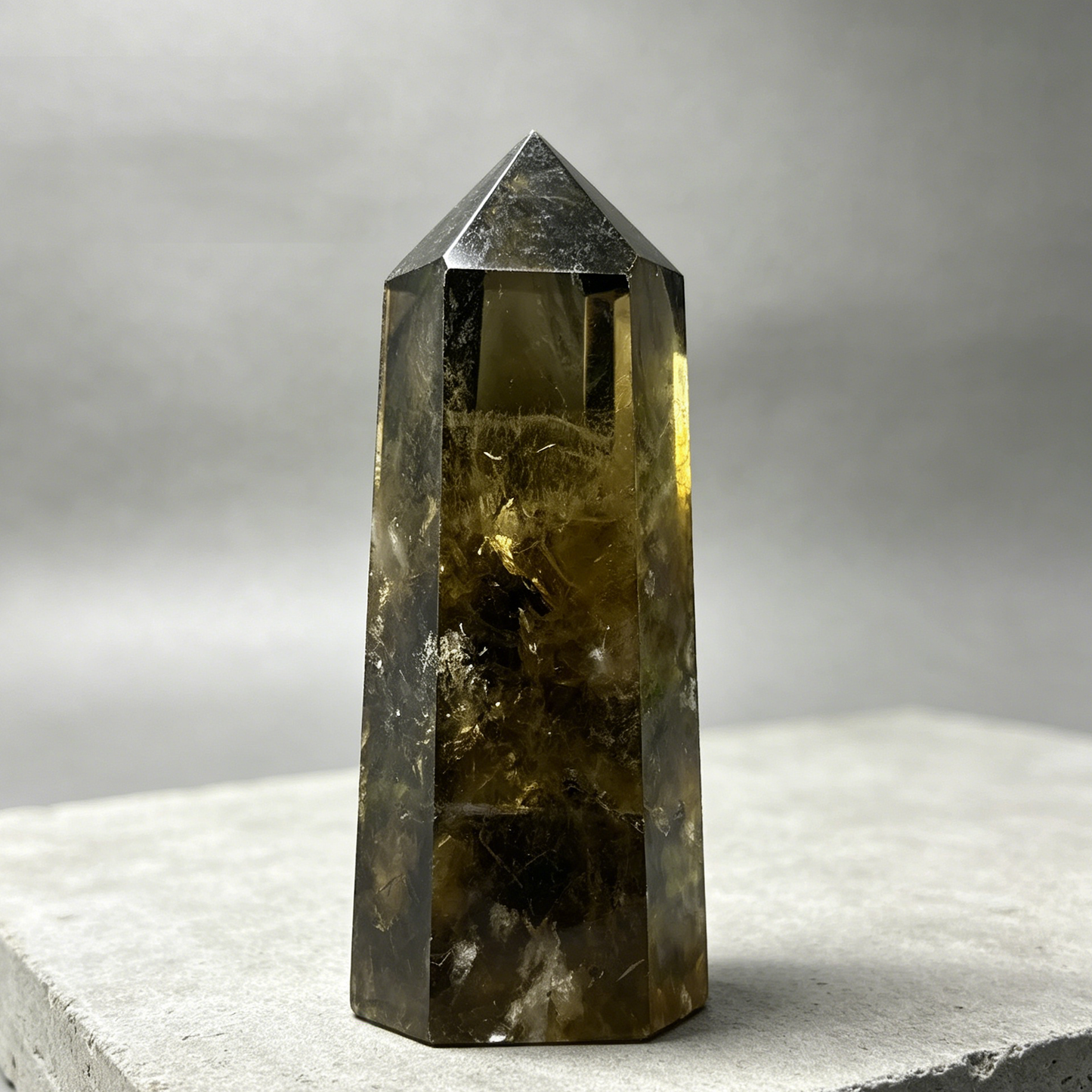 Executive Shield | Premium Smoky Quartz Point (Tea Crystal)