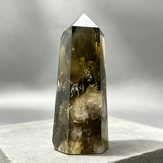 Executive Shield | Premium Smoky Quartz Point (Tea Crystal)